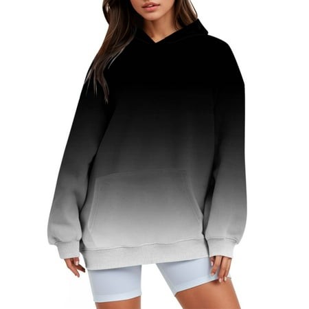Fulijie Long Sleeve Sweatshirt Organizer for Closet  Hooded Neck Fall Outfits for Women 2564  Women S Oversized Sweatshirts Fleece Hoodies Long Sleeve