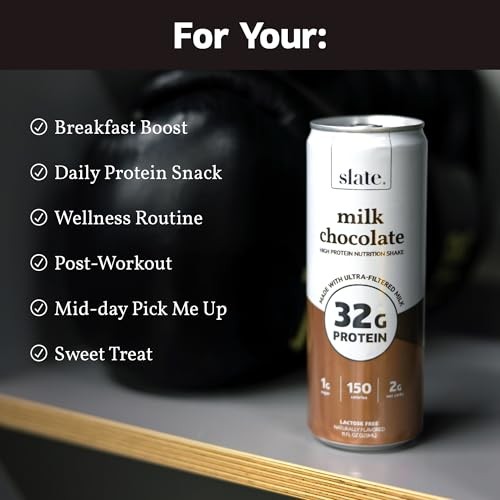 Slate Milk - High Protein Nutrition Shake - Milk Chocolate - 32g Protein, 1g Sugar, 150 Calories, 2g Net Carbs - Lactose Free - No Added Sugar - Break thumbnail