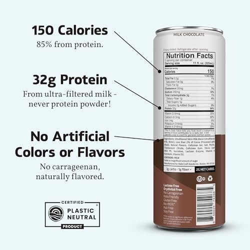 Slate Milk - High Protein Nutrition Shake - Milk Chocolate - 32g Protein, 1g Sugar, 150 Calories, 2g Net Carbs - Lactose Free - No Added Sugar - Break thumbnail