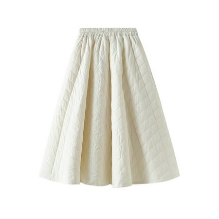 South Korea Dongdaemun Autumn New Elastic Waist Rhombus Woven Quilted - Line Slimming Skirt for Women 8835