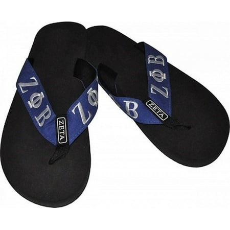 Buffalo Dallas Zeta Phi Beta Thong-Style Flip Flops [Black/Blue - 9]