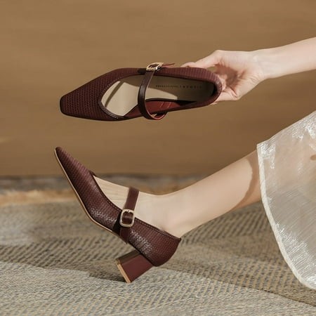 5999 Fashion Minority Design Chunky Heel Square Toe Temperament Women S New Mary Jane Shoes Simple Comfortable Women S Shoes