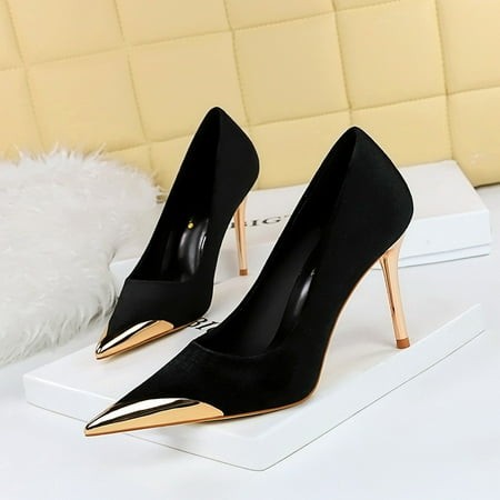 HHH 9318-1 Wind Banquet Affordable Luxury Fashion High Heels Stiletto Heel Metal Pointed Toe Suede Women S Thin Shoes