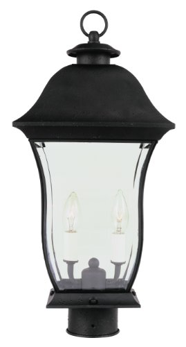 Trans Globe Lighting Trans Globe Imports 4973 BK Traditional Two Light Postmount Lantern from Downing Collection in Black Finish, 9.25 Inches
