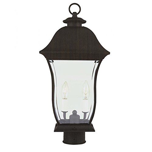 Transglobe Lighting 4973 WB Post Head with Beveled Glass Shades, Weathered Bronze Finished