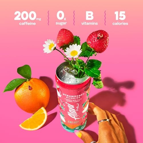 Alani Nu STRAWBERRY SUNRISE Sugar Free, Low Calorie Energy Drinks, 200mg Caffeine, Biotin B Vitamins, Zero Sugar, 10 Calories, 12 Fl Oz Cans, 12 Pack thumbnail