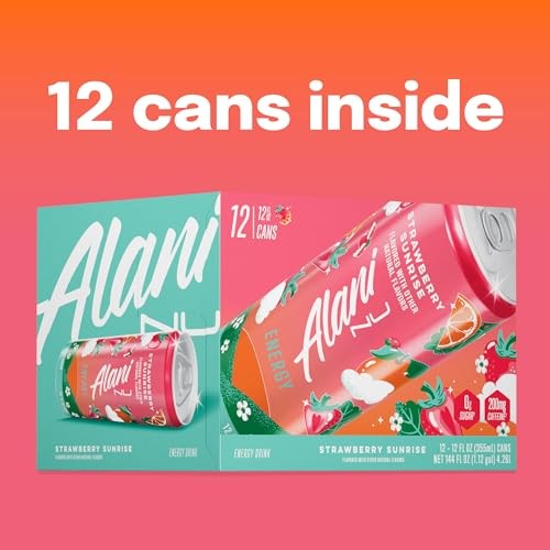 Alani Nu STRAWBERRY SUNRISE Sugar Free, Low Calorie Energy Drinks, 200mg Caffeine, Biotin B Vitamins, Zero Sugar, 10 Calories, 12 Fl Oz Cans, 12 Pack thumbnail