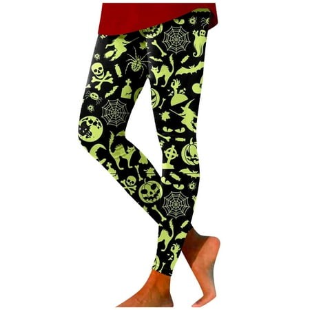 XJDJHC Tummy Control Yoga Pants for Women 2026 Fall Fashion Tights Funny Ghost Spider Web Printed Slim High Waisted Stretchy Leggings