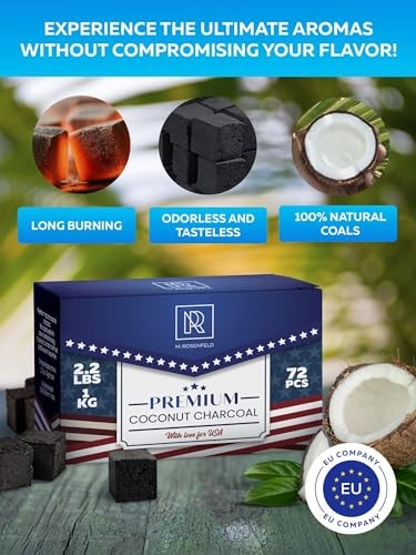 Premium Coconut Charcoal Cubes - Coconut Coals XL Pack of 72 Count & 1 KG (2.2 Lbs)  Premium Quality 25mm (1x1x1 in)  100% Natural Coconut Charcoal Cu thumbnail