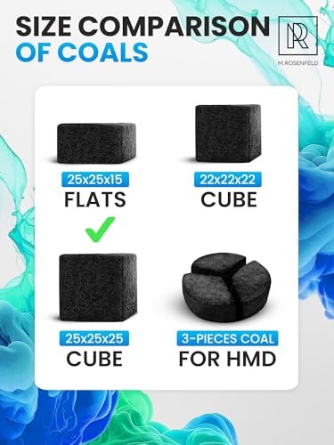 Premium Coconut Charcoal Cubes - Coconut Coals XL Pack of 72 Count & 1 KG (2.2 Lbs)  Premium Quality 25mm (1x1x1 in)  100% Natural Coconut Charcoal Cu thumbnail
