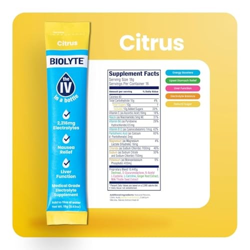 BIOLYTE IV Hydration Packets - Electrolyte Powder Packets, Drink Mix for Water & Other Liquids, Dehydration Relief with Sodium & Vitamins, Doctor-Deve thumbnail