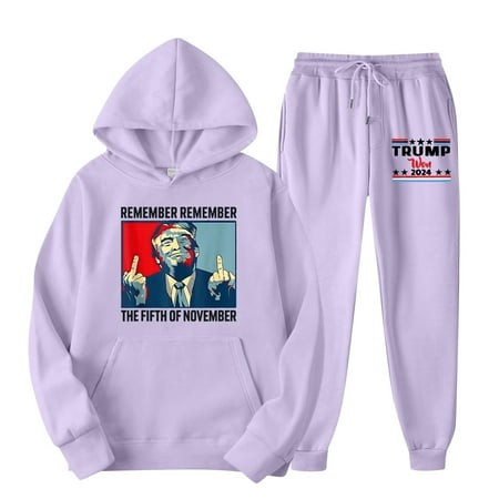 Trump 3943 Trump Merchandise Universal Jogging Suit  Hooded Sports Tracksuit Unisex Two-Piece Running Suit Long Sleeve Pullover Hoodie Sweatshirt + Sw