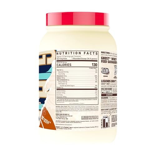 GHOST Whey Protein Powder, Cinnabon Caramel Pecan - 2LB Tub, 25G of Protein - Cinnamon Roll Flavored Isolate, Concentrate & Hydrolyzed Whey Protein Bl thumbnail