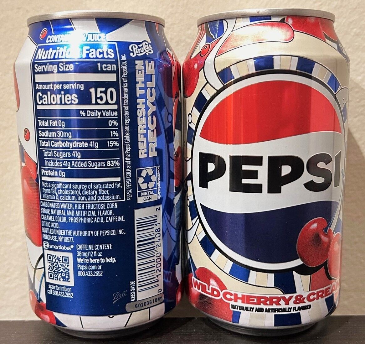 New Limited Edition Pepsi Cola Wild Cherry & Cream Soda 12fl Oz (2 Cans) thumbnail