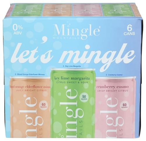 Mingle Mocktails Non-Alcoholic Party Variety Pack  6 Pack  12 Fl Oz Sleek Aluminum Cans  0.00% ABV