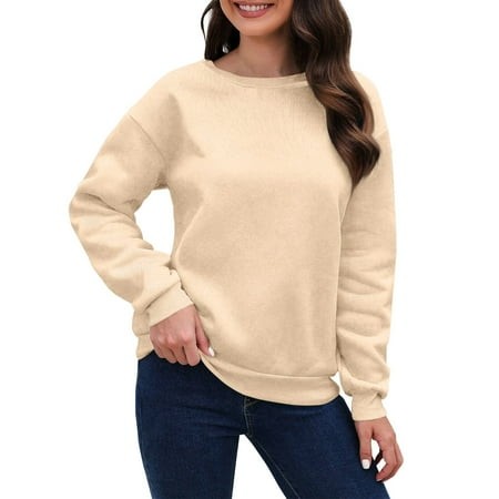 Mohiass Womens Long Sleeve Tops 2024 Striped Shirt Women Drop Shoulder Boat Neck Tops Loose Fit Casual Shirts Beige 3XL
