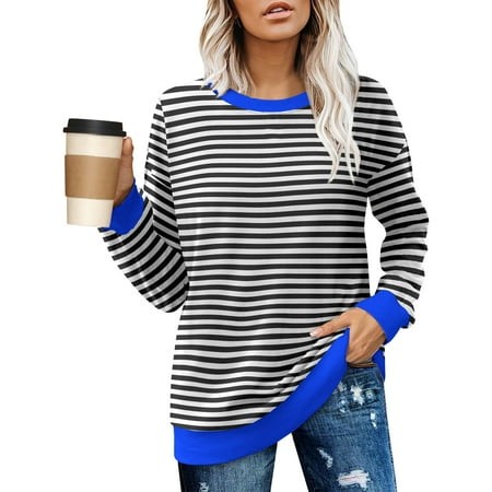 Mohiass Sweatshirts for Women Crew Neck Long Sleeve Tunic Shirt Tops for Legging Beige M