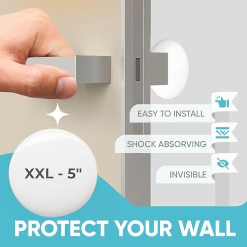 Strongest Home Wall & Door Handle Stopper 5 Set of 3 Pieces White Rubber Door Knob, Round Wall Shield Cushion, Quiet Wall Protector for Door Handle,