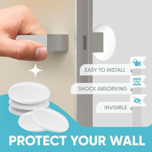 Strongest Home Wall & Door Handle Stopper 5 Set of 3 Pieces White Rubber Door Knob, Round Wall Shield Cushion, Quiet Wall Protector for Door Handle,