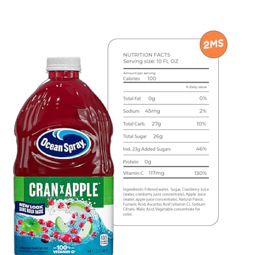 2MS Box with 5 Pack Ocean Spray Apple Juice Plastic Bottle 64 Fl Oz