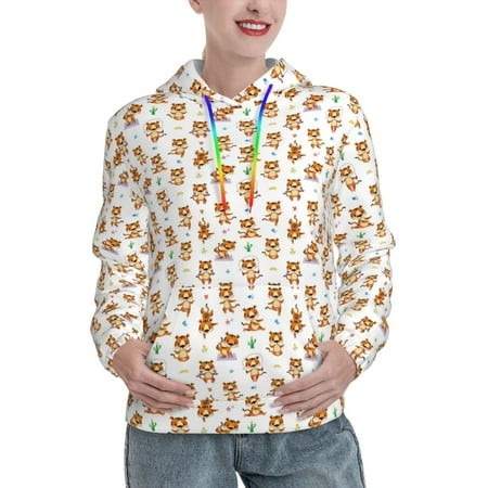 Yiaed Tigers Go in for Sports Print Womens Casual Hoodies Crew Neck Long Sleeve Sweatshirts with Pocket Pullover Tops Women S Hooded Sweatshirt-X-Larg