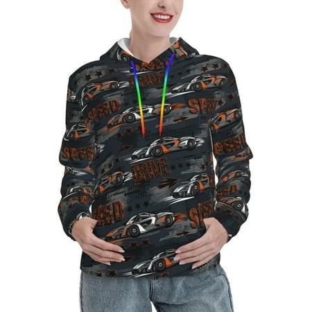 Kdxio Cool Sports Car Print Womens Oversized Hoodies Sweatshirts Hooded Pullover Tops Sweaters Casual-X-Large