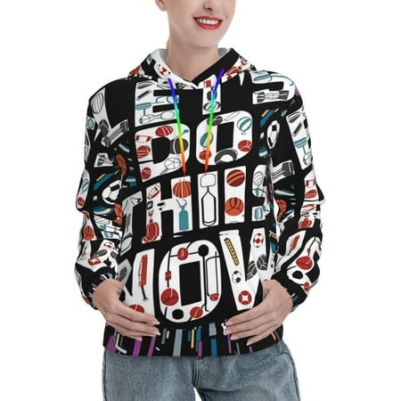 Kdxio Geometric Sports Energetic Burst Print Womens Oversized Hoodies Sweatshirts Hooded Pullover Tops Sweaters Casual-X-Large