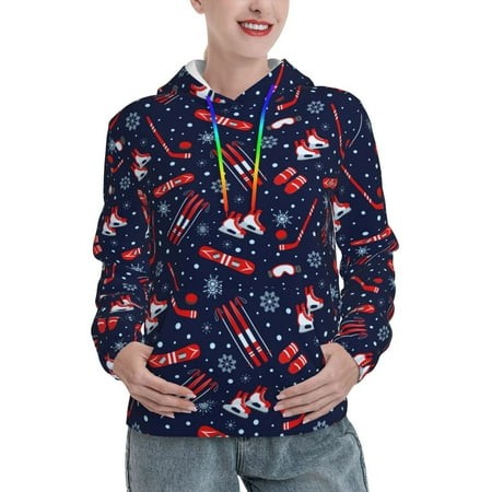 Jgfou Winter Outdoors Sports Print Loose Hoodie Top Casual Long Sleeve Sweatshirts Women Basic Hooded Sweatshirt Pullover Tops-X-Large