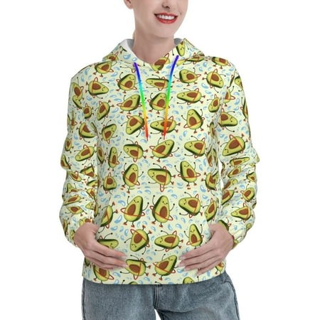 Jgfou Avocado Doing Sport Print Loose Hoodie Top Casual Long Sleeve Sweatshirts Women Basic Hooded Sweatshirt Pullover Tops-X-Large