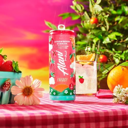Alani Nu STRAWBERRY SUNRISE Sugar Free, Low Calorie Energy Drinks, 200mg Caffeine, Biotin B Vitamins, Zero Sugar, 10 Calories, 12 Fl Oz Cans, 24 Pack thumbnail