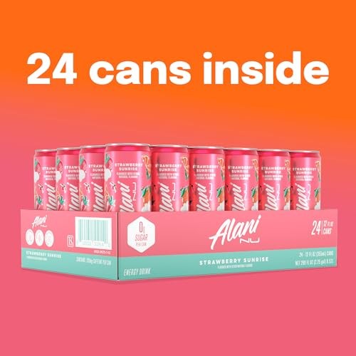 Alani Nu STRAWBERRY SUNRISE Sugar Free, Low Calorie Energy Drinks, 200mg Caffeine, Biotin B Vitamins, Zero Sugar, 10 Calories, 12 Fl Oz Cans, 24 Pack thumbnail