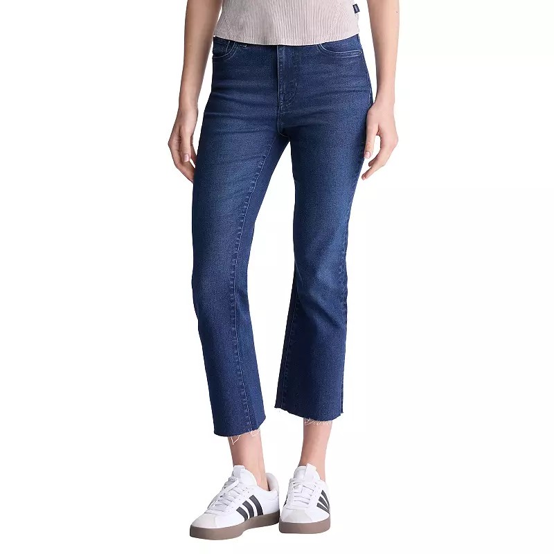 Women's Buffalo Jeans Kim Mid-Rise Kick Cropped Flare Jeans, Size: 33, Authentic Blue