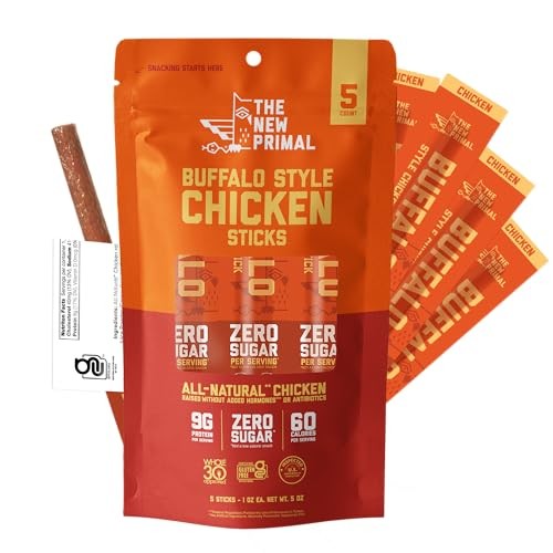The New Primal Chicken Sticks, Buffalo Style 5 Sticks (1oz Each)