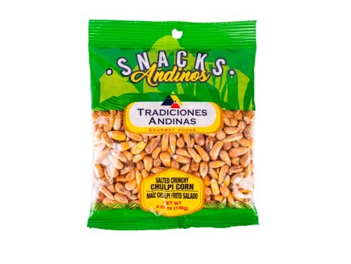 Tradiciones Andinas Salted Crunchy Chulpe Corn 4.59 Oz - Snack Chulpi Frito Y Salado, Salty Fried, Peruvian Products Ready to Eat, Individual Bags, Pr