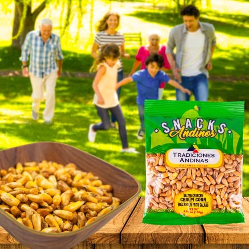 Tradiciones Andinas Salted Crunchy Chulpe Corn 4.59 Oz - Snack Chulpi Frito Y Salado, Salty Fried, Peruvian Products Ready to Eat, Individual Bags, Pr thumbnail