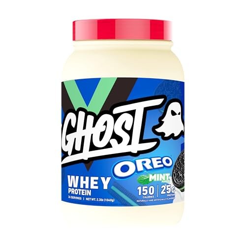 GHOST Whey Protein Powder, Oreo Mint - 2.2 LB Tub, 25G of Protein - Cookies & Cream Flavored Isolate, Concentrate & Hydrolyzed Whey Protein Blend - Po