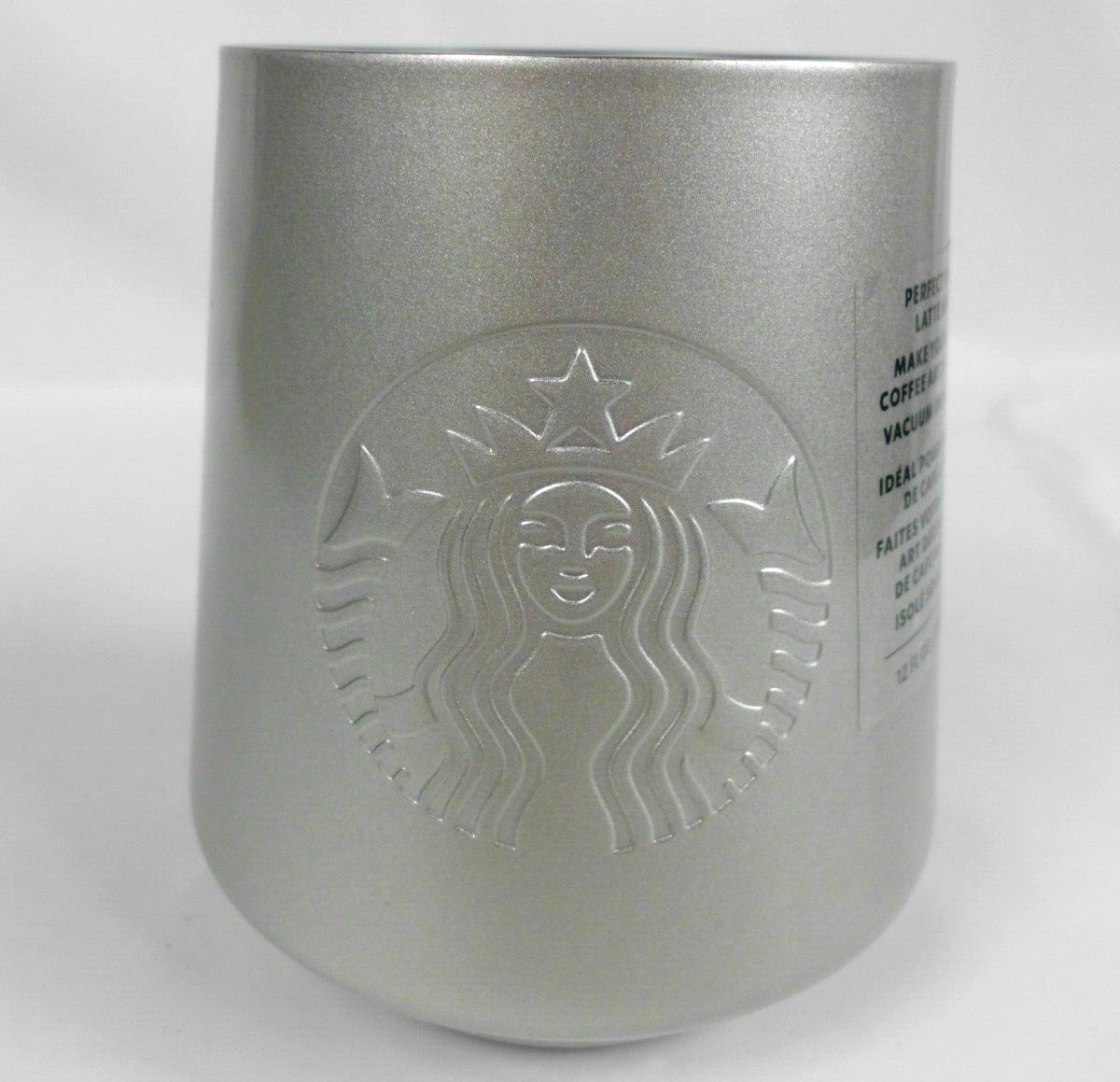 Starbucks Perfect Pour Latte Mug Silver Stainless Steel Vacuum Insulated 12 Oz