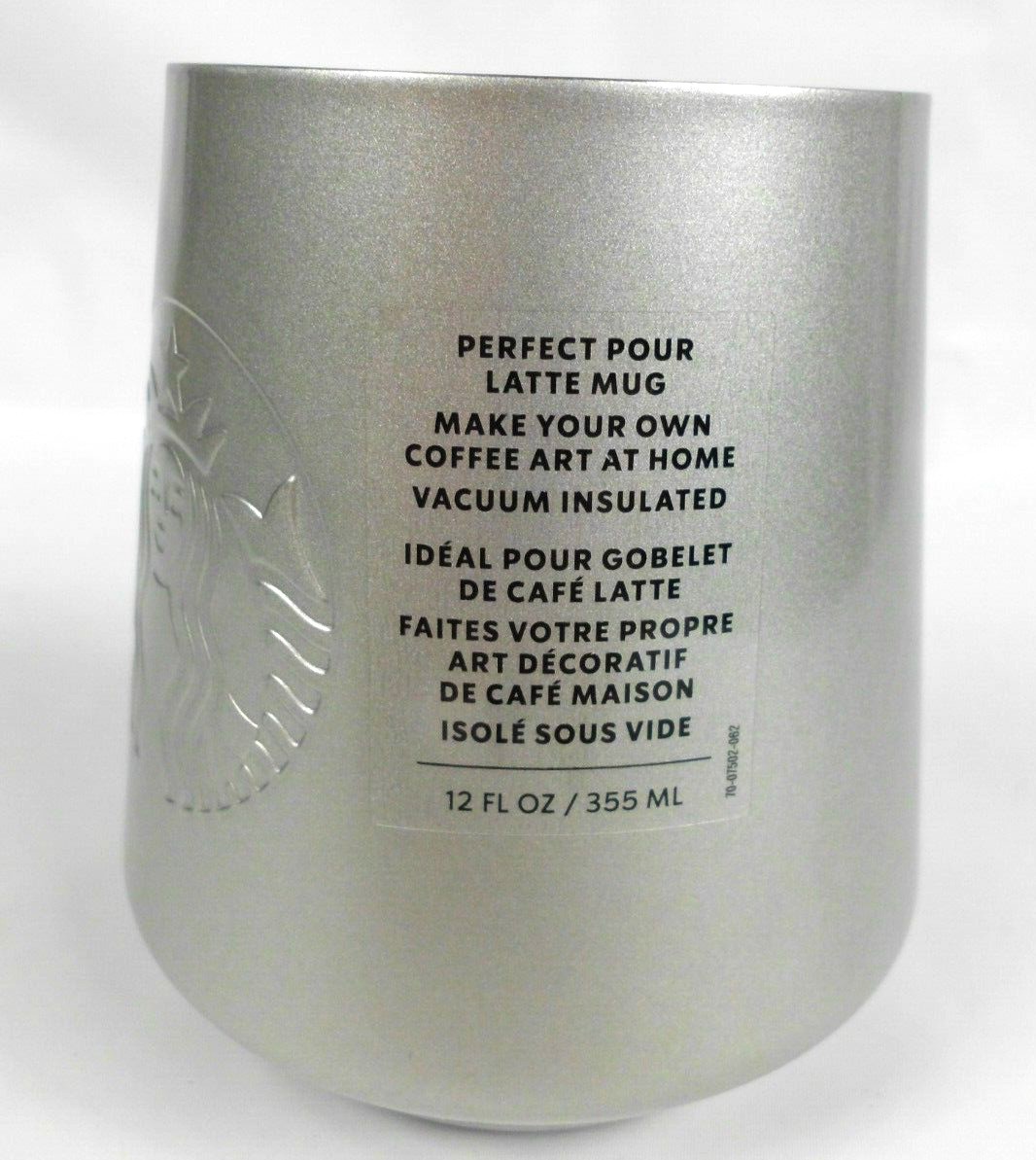 Starbucks Perfect Pour Latte Mug Silver Stainless Steel Vacuum Insulated 12 Oz thumbnail