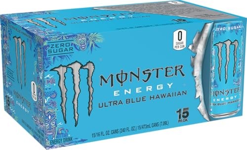 Monster Energy Ultra Blue Hawaiian, Sugar Free Energy Drink, 16 Ounce (Pack of 15) thumbnail