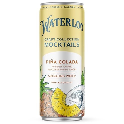 Waterloo Craft Collection Mocktails, Piña Colada Naturally Flavored Non-Alcoholic Sparkling Beverage, 12 Fl Oz Cans (Pack of 6)  Zero Calories, Zero  thumbnail