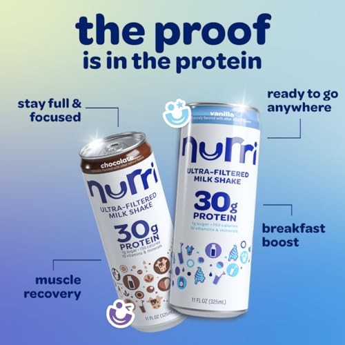 Nurri - 30g Protein Ultra Filtered Milk Shake  Vanilla - Lactose Free, Low Sugar, 150 Calories, 10 Vitamins and Minerals - 11 Fl Oz, 12 Cans thumbnail