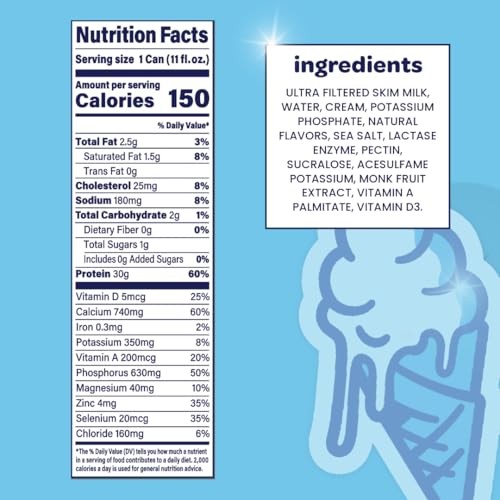 Nurri - 30g Protein Ultra Filtered Milk Shake  Vanilla - Lactose Free, Low Sugar, 150 Calories, 10 Vitamins and Minerals - 11 Fl Oz, 12 Cans thumbnail