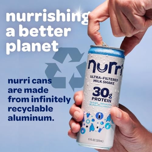 Nurri - 30g Protein Ultra Filtered Milk Shake  Vanilla - Lactose Free, Low Sugar, 150 Calories, 10 Vitamins and Minerals - 11 Fl Oz, 12 Cans thumbnail
