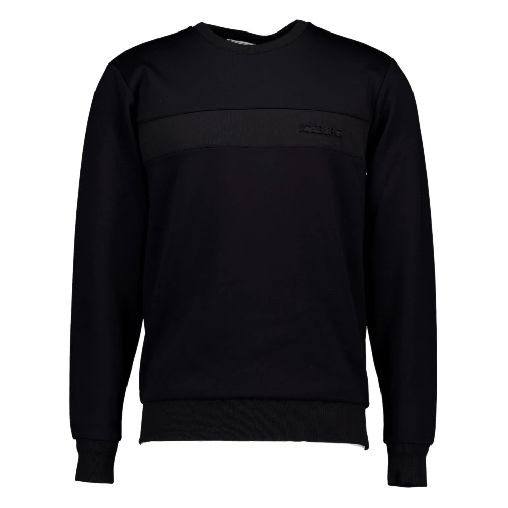 Iceberg, Sweatshirts, Male, Black, Size: XS Black Sweater Style 6331