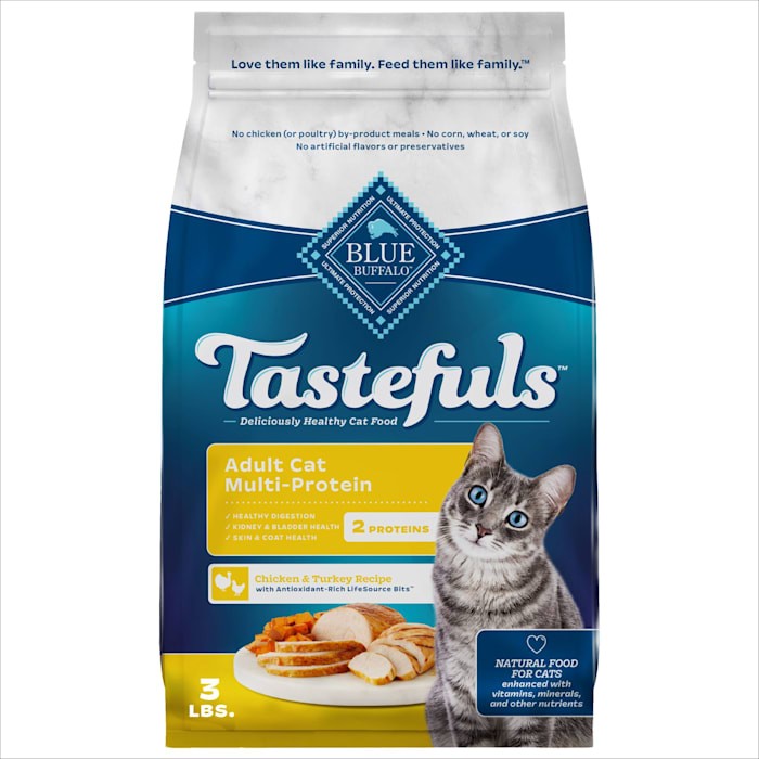Blue Buffalo Tastefuls Multi-Protein Chicken & Turkey Recipe Adult Cat Dry Food, 3 Lbs