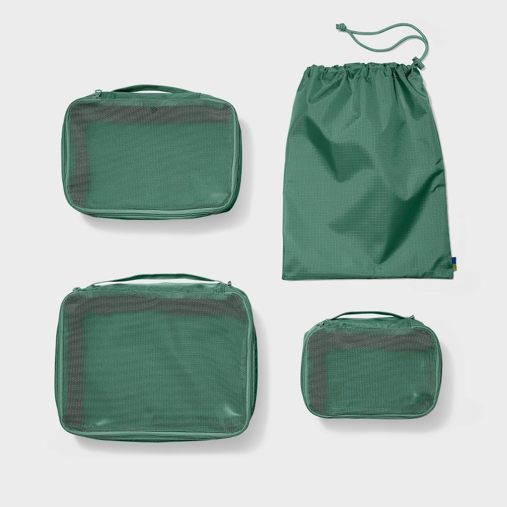 4pc Packing Cube Set - Open Story™ Green: Travel Luggage Accessories, Zipper Closure