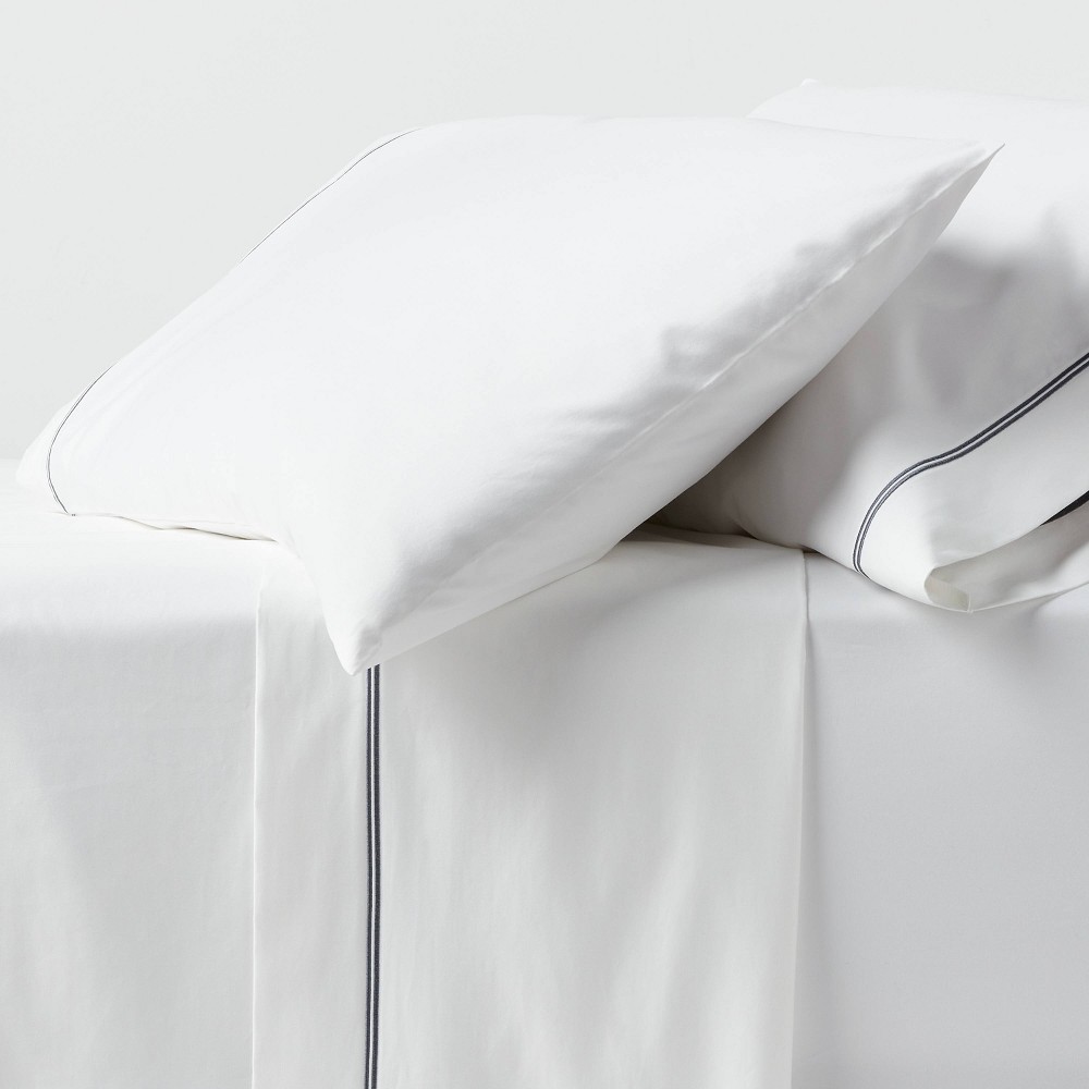California King 800 Thread Count 4pc Hotel Collection Sheet Set Double Baratta Slate Blue Hem - Threshold™