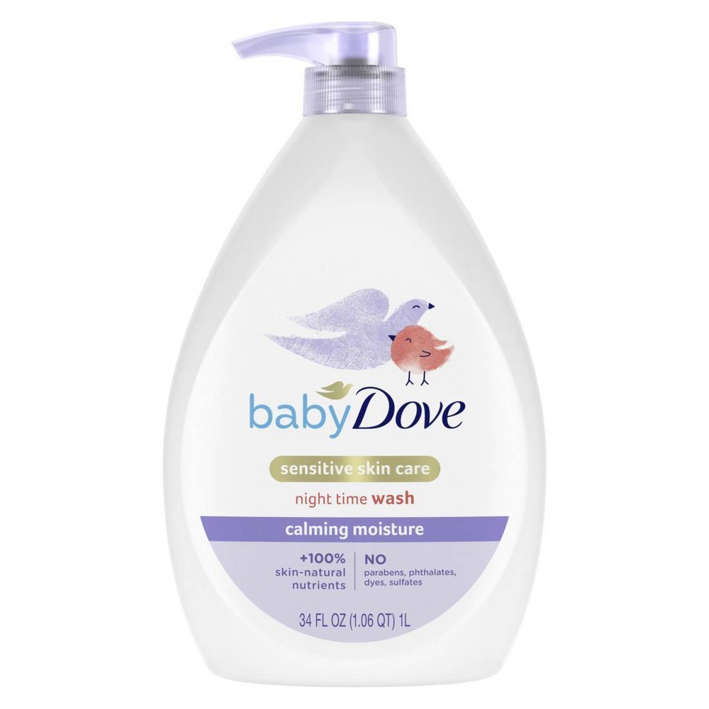 Baby Dove Calming Moisture Hypoallergenic Baby Wash - 34oz: Liquid Pump Bottle, Unscented, for Sensitive Dry Skin