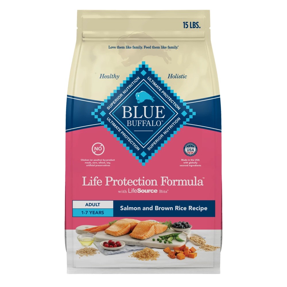Blue Buffalo Life Protection Formula Adult Dry Dog Food  Salmon & Brown Rice  15 Lbs