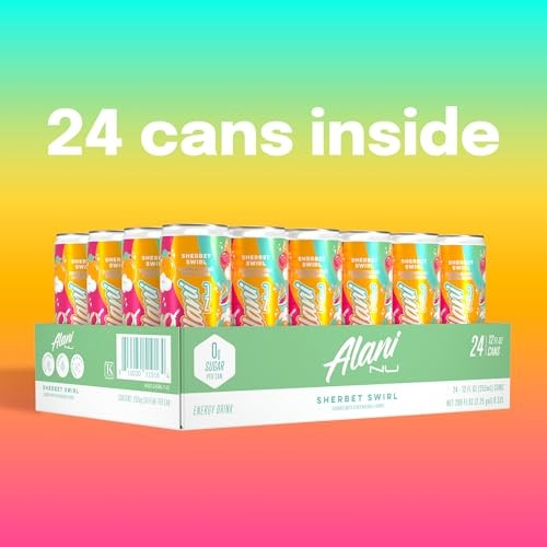 Alani Nu SHERBET SWIRL Sugar Free, Low Calorie Energy Drinks, 200mg Caffeine, Biotin B Vitamins, Zero Sugar, 10 Calories, 12 Fl Oz Cans, 24 Pack thumbnail